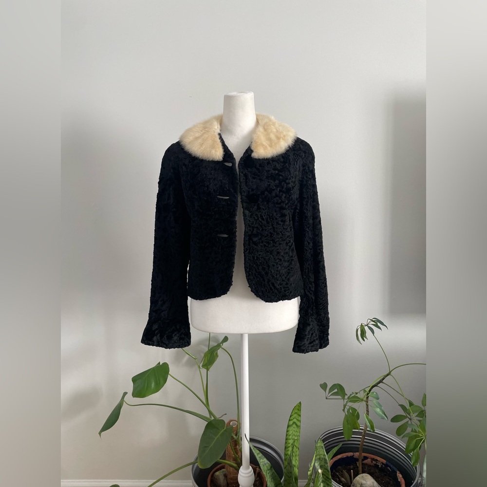 Vintage 50s/60s Persian Lamb Fur Jacket with Mink Collar